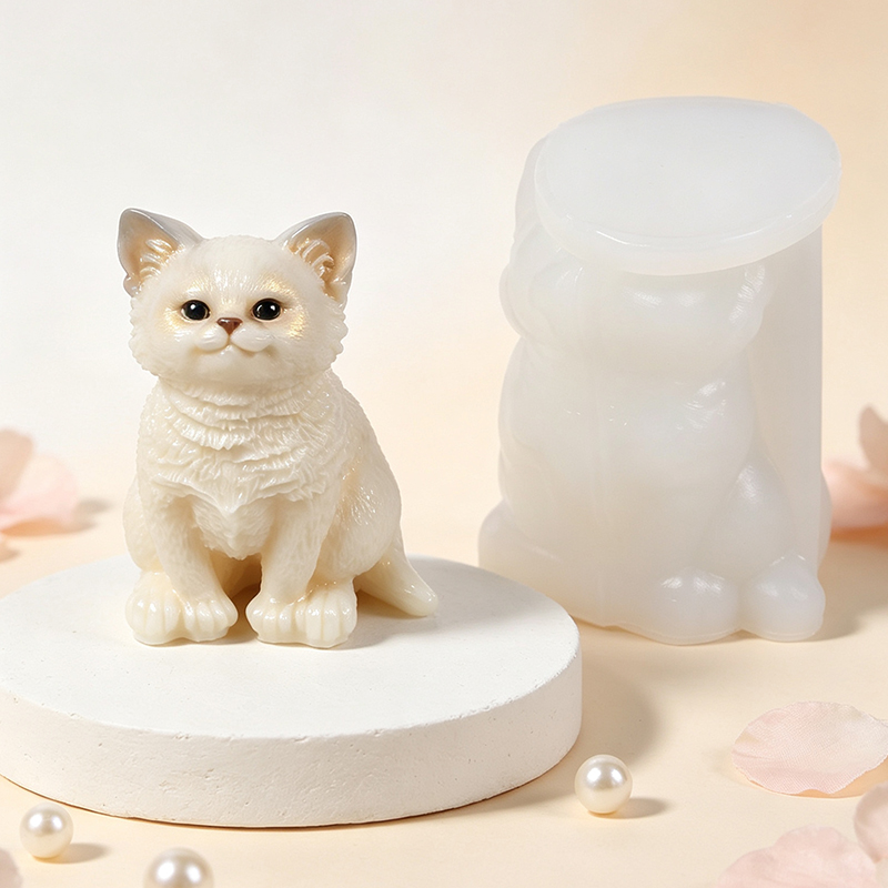 Art Craft Show - 3D Kedi Silikon Kalıp DIY Mum